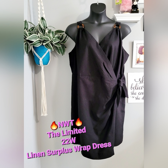 🔥NWT The Limited 22W Linen Sleeveless Wrap Dress - Picture 1 of 17